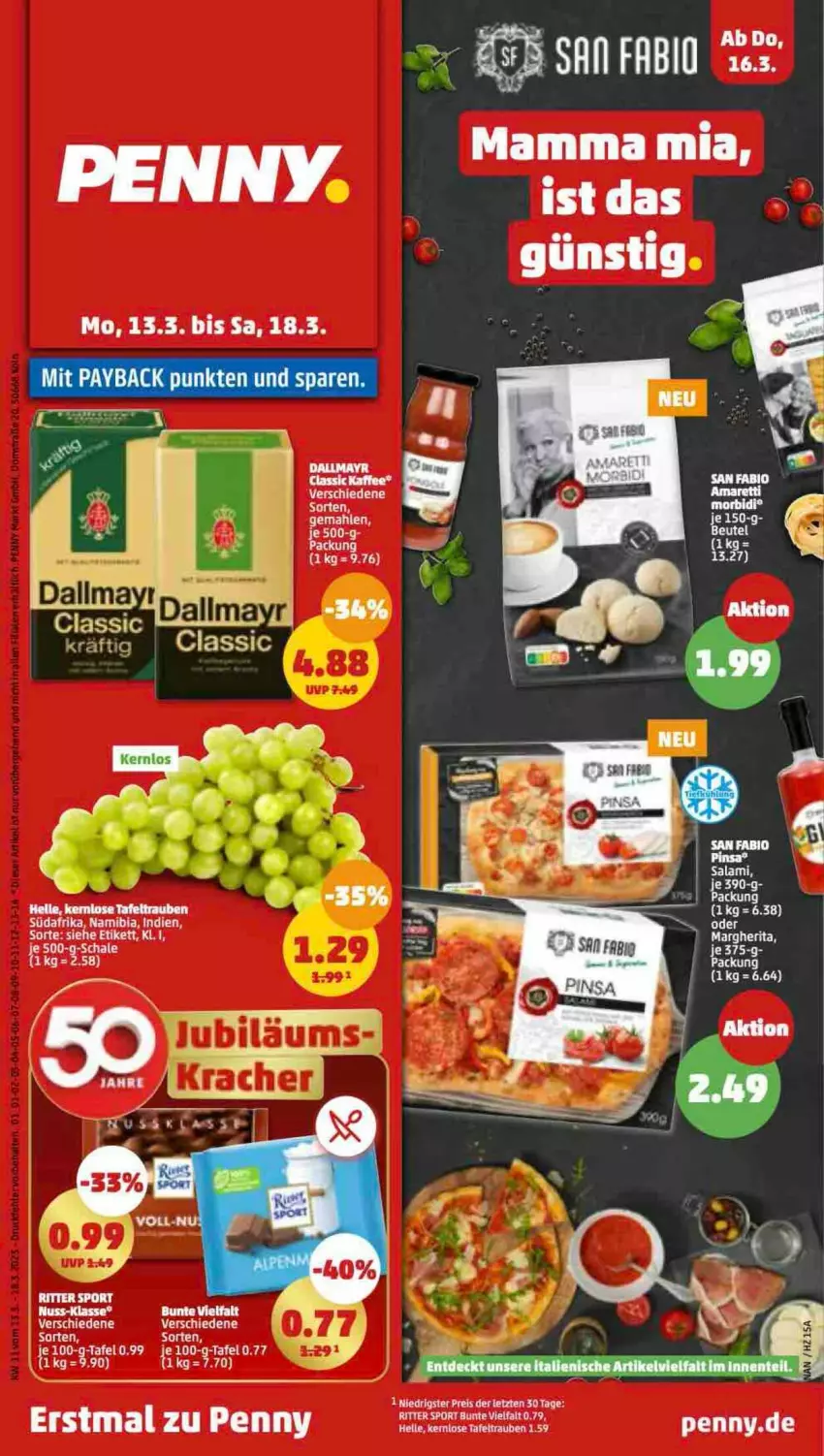 Aktueller Prospekt Penny - Prospekte - von 13.03 bis 18.03.2023 - strona 1 - produkty: eis, erde, HP, LG, margherita, nuss, reis, ritter, ritter sport, Schal, Schale, Sport, tee, Ti, ZTE