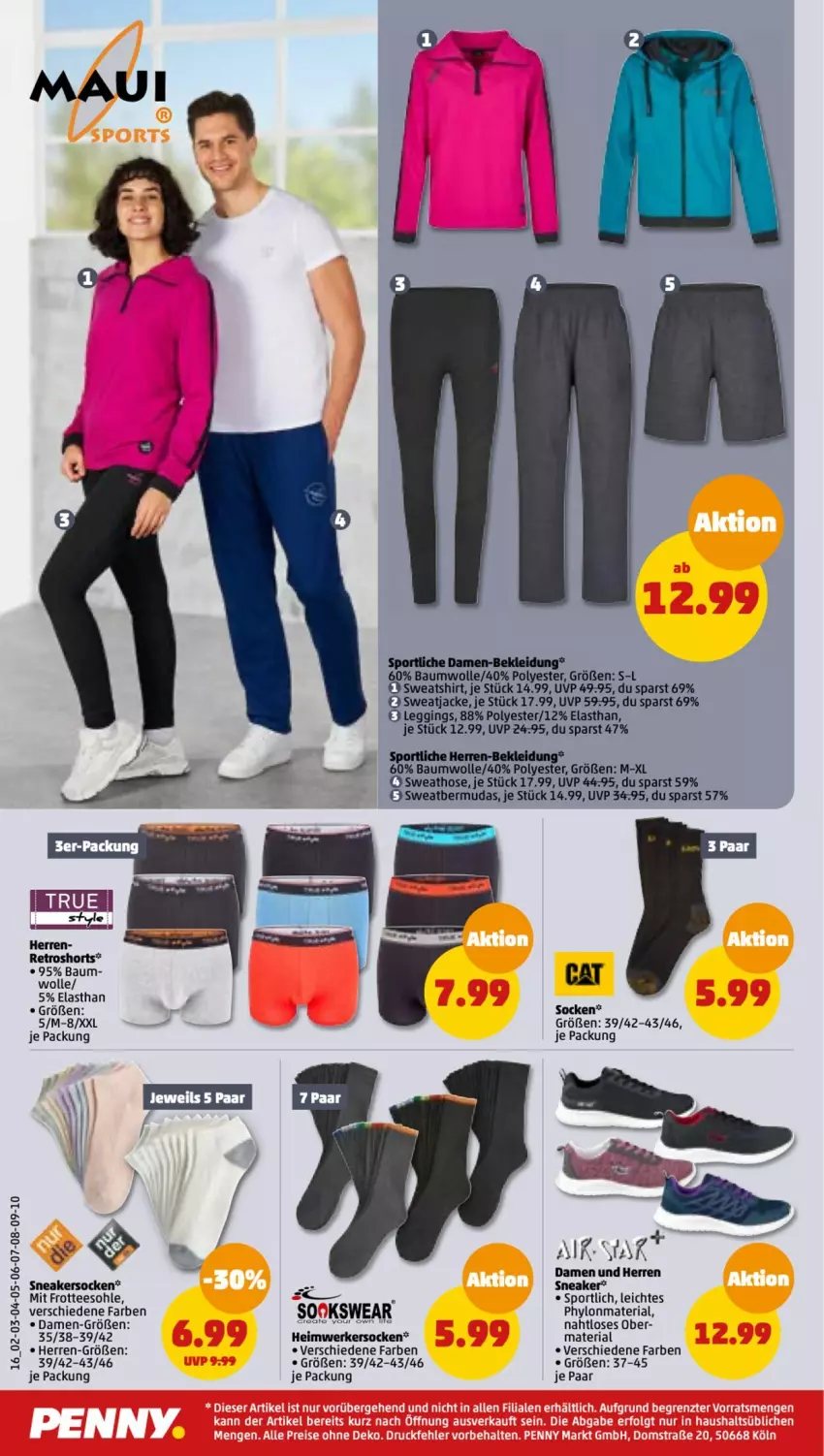 Aktueller Prospekt Penny - Prospekte - von 13.03 bis 18.03.2023 - strona 16 - produkty: Bau, baumwolle, bermuda, bermudas, gin, hose, Hylo, Jacke, kleid, Kleidung, leggings, mit frotteesohle, retroshorts, Ria, shirt, shorts, sneaker, sneakersocken, socken, Sport, Sweathose, sweatjacke, Sweatshirt, tee, wolle