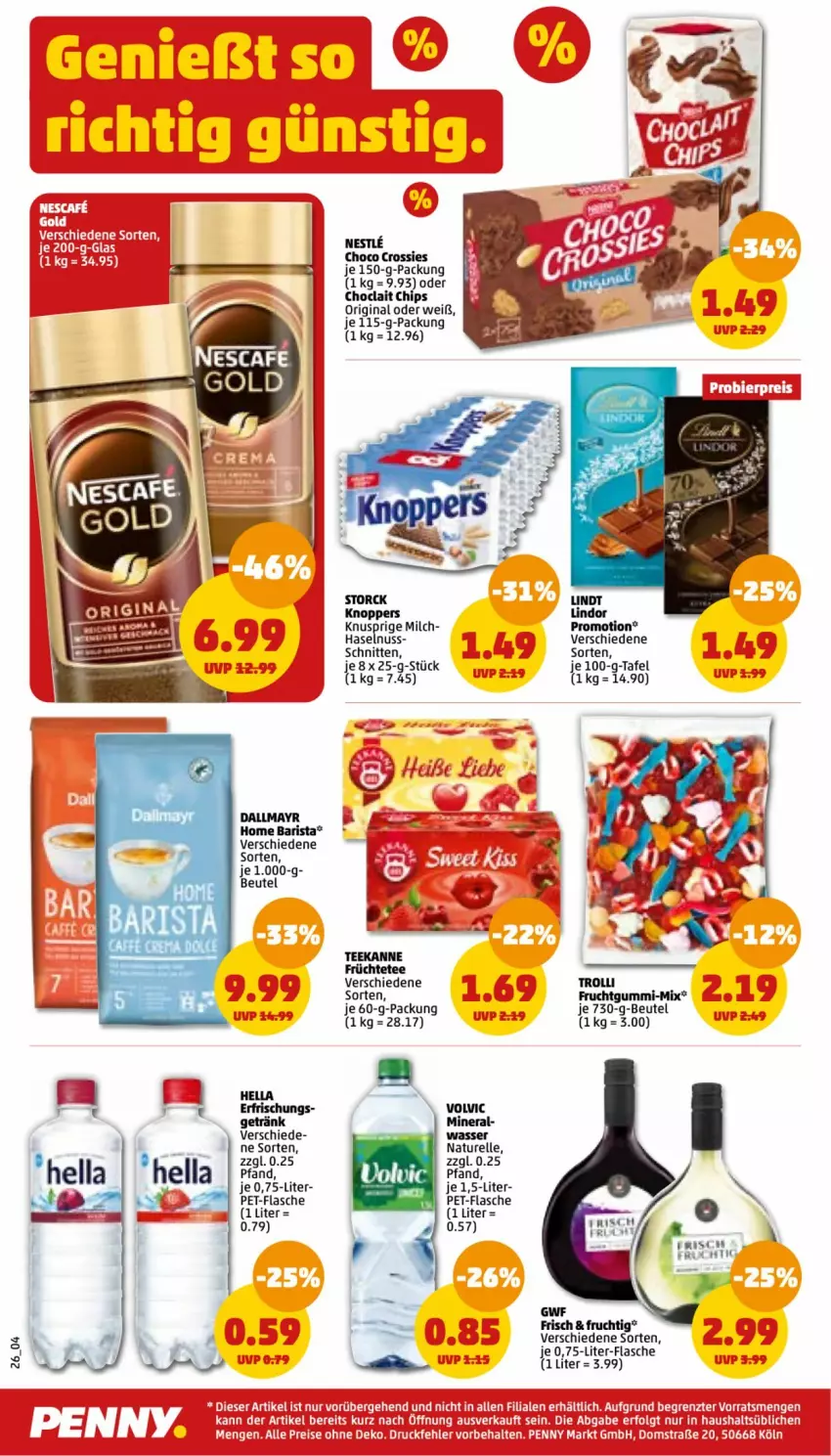 Aktueller Prospekt Penny - Prospekte - von 13.03 bis 18.03.2023 - strona 26 - produkty: beutel, chips, choclait chips, choco crossies, crossies, eis, elle, flasche, frucht, früchte, Früchtetee, fruchtgummi, getränk, gin, haselnuss, hella, knoppers, LG, milch, natur, nuss, pet-flasche, reis, rel, schnitten, storck, tee, Ti, trolli, volvic, wasser, Yo, ZTE