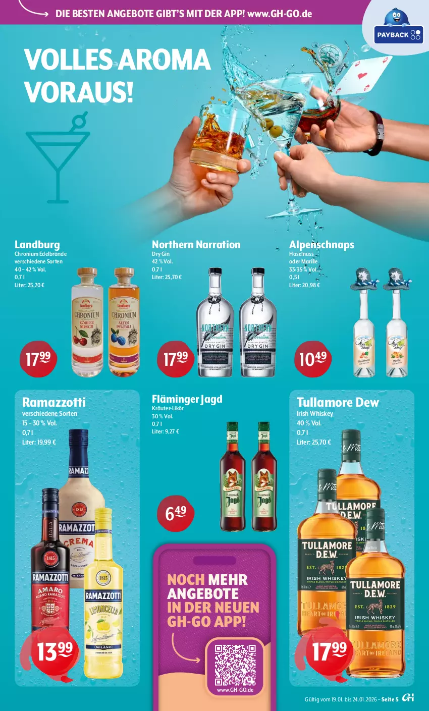 Aktueller Prospekt Getraenke Hoffmann - Prospekte - von 19.01 bis 24.01.2026 - strona 5 - produkty: angebot, angebote, dry gin, gin, haselnuss, irish whiskey, kräuter, likör, nuss, rama, ramazzott, ramazzotti, Ti, tullamore, tullamore dew, whiskey, zott
