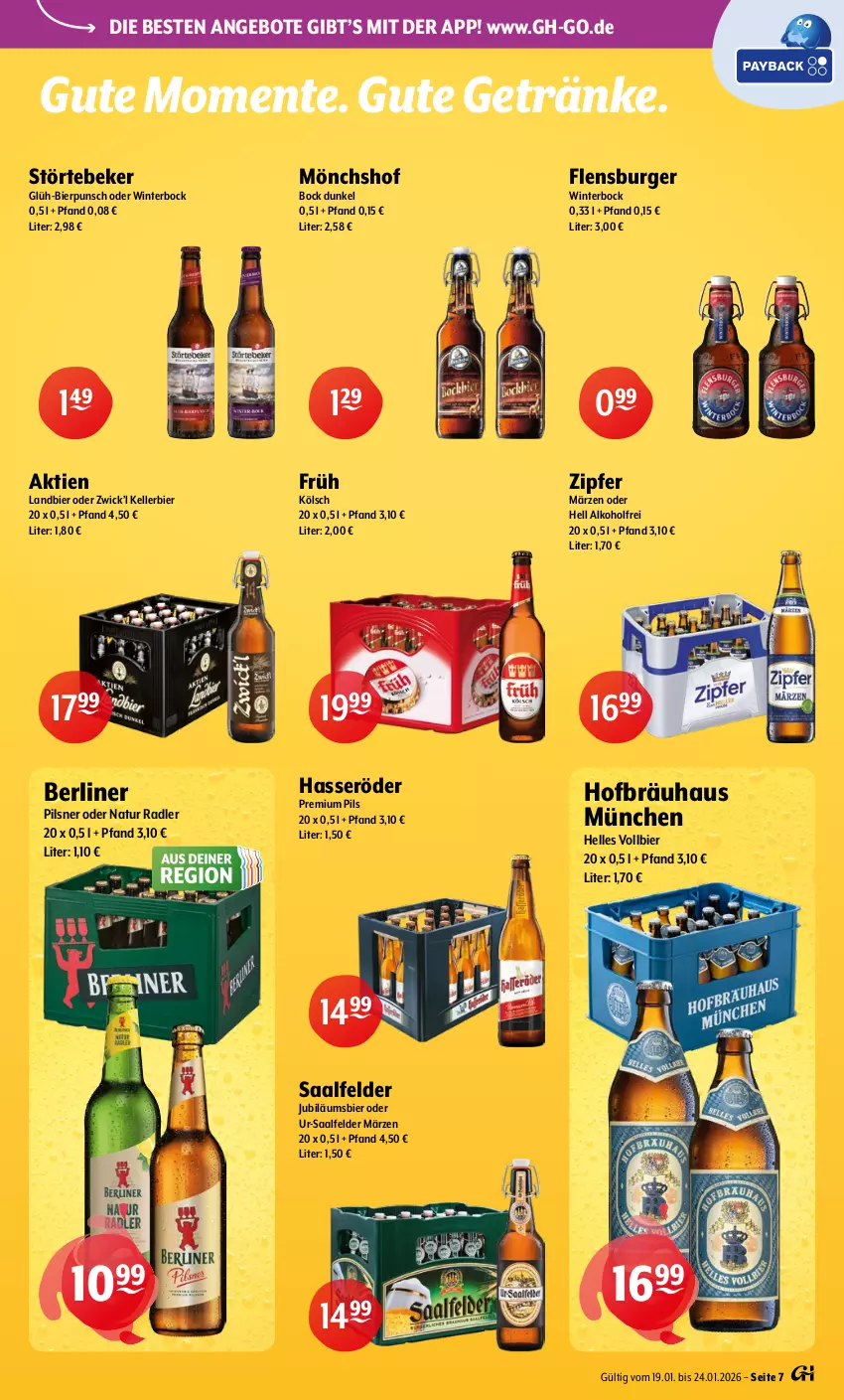 Aktueller Prospekt Getraenke Hoffmann - Prospekte - von 19.01 bis 24.01.2026 - strona 7 - produkty: alkohol, angebot, angebote, berliner, bier, burger, elle, ente, flensburger, Früh Kölsch, getränk, getränke, hasseröder, Jubiläums, kellerbier, mönchshof, natur, natur radler, pils, pilsner, premium pils, radler, Saalfelder, störtebeker, Ti, WICK, Zipfer