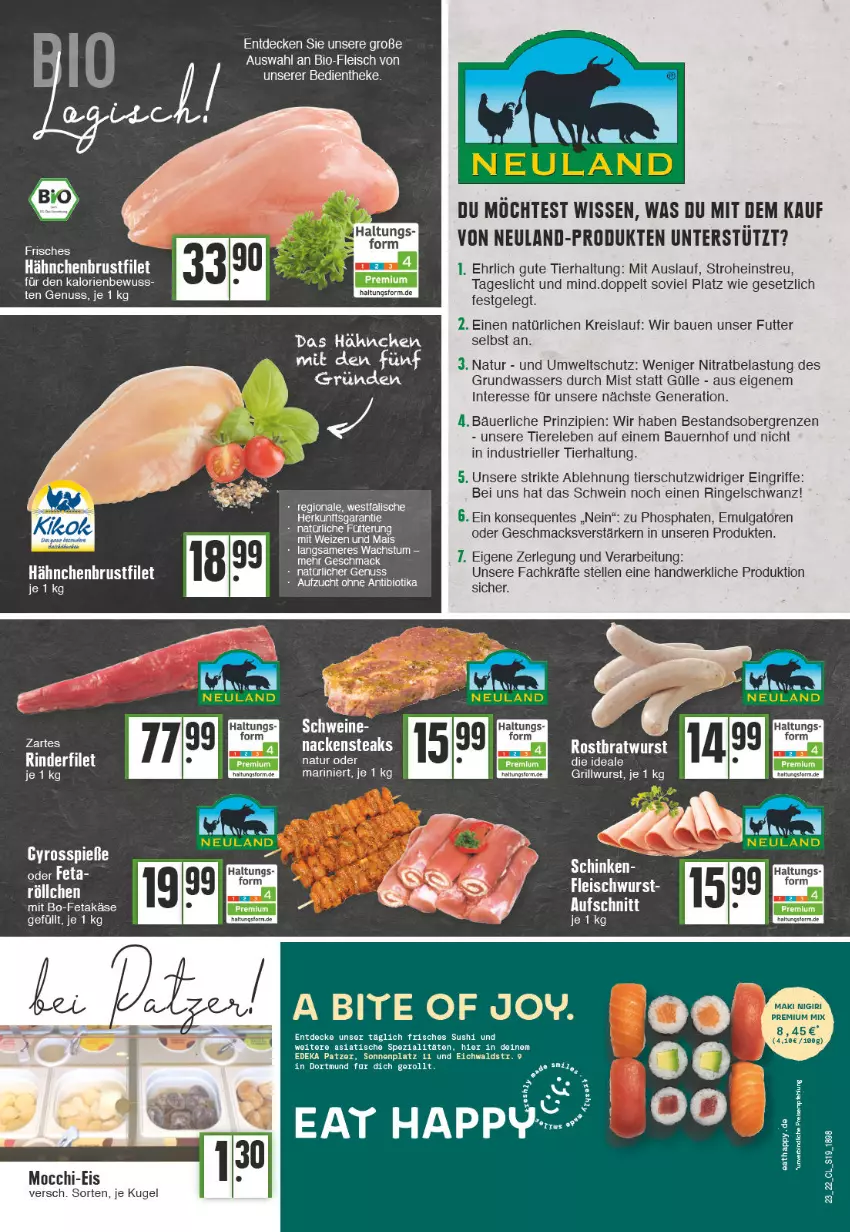 Aktueller Prospekt Edeka - Angebote der Woche - von 06.06 bis 11.06.2022 - strona 19 - produkty: auer, Bau, Bauer, bio, brustfilet, decke, deka, eis, elle, ente, feta, filet, fleisch, hähnchenbrust, hähnchenbrustfilet, Käse, Kugel, LG, mac, mais, natur, nuss, reis, rel, rind, rinder, rinderfilet, ring, schwein, schweine, Spezi, Sushi, Ti, Tiere, tisch, wasser, wein, weine