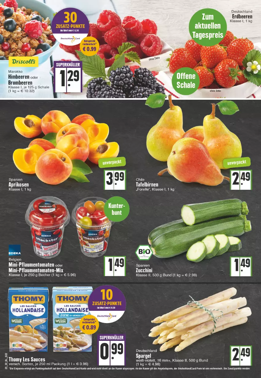 Aktueller Prospekt Edeka - Angebote der Woche - von 06.06 bis 11.06.2022 - strona 2 - produkty: aprikose, aprikosen, Becher, beere, beeren, Birnen, brombeere, brombeeren, elle, erdbeere, erdbeeren, forelle, himbeer, himbeere, himbeeren, LG, pflaume, pflaumen, rel, Schal, Schale, spargel, tafelbirnen, tee, thomy, Ti, tomate, tomaten