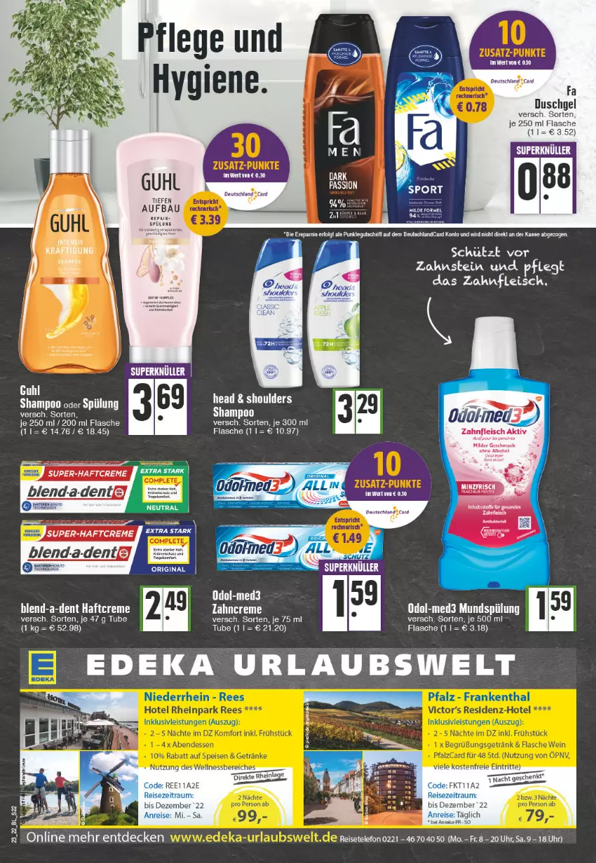 Aktueller Prospekt Edeka - Angebote der Woche - von 06.06 bis 11.06.2022 - strona 22 - produkty: Bau, creme, decke, deka, duschgel, eis, fa duschgel, flasche, gin, Haftcreme, inklusivleistungen, reis, telefon, Ti, uhr, zahncreme