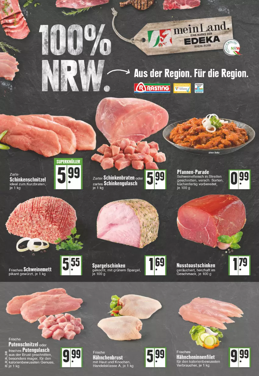 Aktueller Prospekt Edeka - Angebote der Woche - von 06.06 bis 11.06.2022 - strona 6 - produkty: Bau, filet, gewürz, gulasch, hähnchenbrust, mac, nuss, pfanne, pfannen, pute, putenschnitzel, Rauch, schinken, schinkenschnitzel, schnitzel, spargel, spargelschinken, toast, Toastschinken