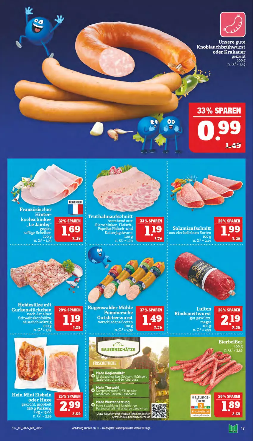 Aktueller Prospekt Marktkauf - Prospekt - von 26.01 bis 01.02.2025 - strona 17 - produkty: auer, aufschnitt, axe, Brühwurst, eier, eis, gurke, gurken, gutsleberwurst, Haxe, Intel, jagdwurst, Kaiser, knoblauch, Knoblauchbrühwurst, krakauer, leberwurst, Mett, mettwurst, Pommersche, reis, rel, rind, rügenwalder, rügenwalder mühle, saft, salami, schwein, tee, Ti, truthahn, wein, wurst, ZTE