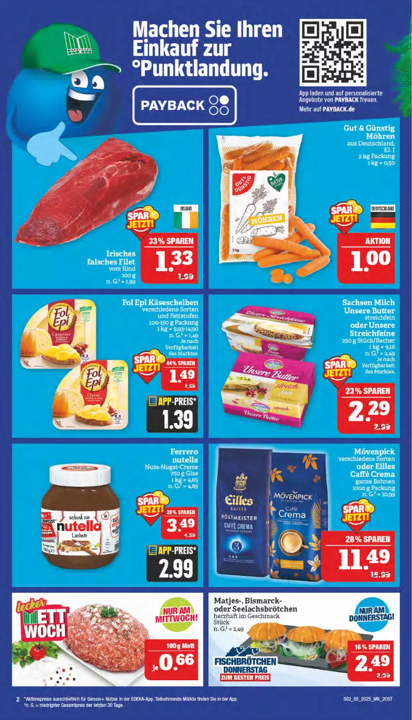 Aktueller Prospekt Marktkauf - Prospekt - von 26.01 bis 01.02.2025 - strona 2 - produkty: aktionspreis, angebot, angebote, Becher, bismarck, bohne, bohnen, brötchen, butter, deka, eis, Engel, ente, Falsches Filet, filet, kaffee, lachs, mac, Meister, mövenpick, nuss, payback, Persona, reis, rind, Ti