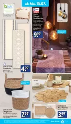 Gazetka promocyjna Aldi Nord - Von Montag - Gazetka - ważna od 20.07 do 20.07.2024 - strona 17 - produkty: auer, batterie, batterien, Bau, baumwolle, bett, dekoration, dell, eis, elle, gin, kissen, korb, Läufer, Leuchte, Mode, natur, Pendelleuchte, reine baumwolle, Ria, rwe, teppich, Ti, timer, tisch, tischläufer, wasser, wolle, ZTE
