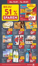 Gazetka promocyjna Aldi Nord - Von Montag - Gazetka - ważna od 20.07 do 20.07.2024 - strona 7 - produkty: alkohol, cremissimo, durstlöscher, eis, eistee, elle, flasche, getränk, gin, haribo, haselnuss, knoppers, langnese, langnese cremissimo, Maus, mikado, milch, nuss, reis, schnitten, schweppes, sim, stieleis, storck, tee, teller, Ti, tuc, ZTE