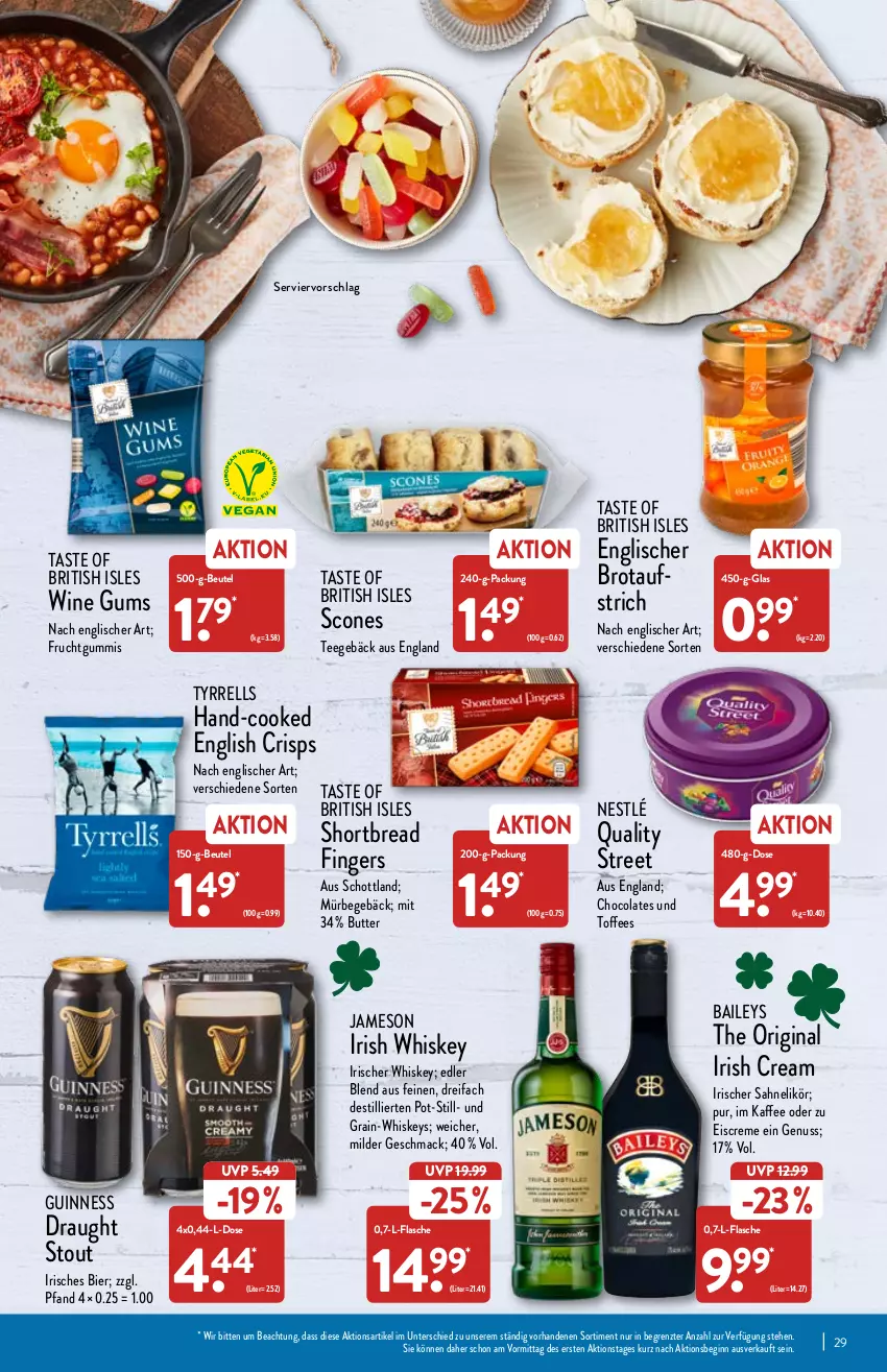 Aktueller Prospekt Aldi Nord - Aldi-Vorschau - von 07.03 bis 12.03.2022 - strona 29 - produkty: aufstrich, baileys, beutel, bier, brot, brotaufstrich, butter, cola, creme, eis, eiscreme, flasche, frucht, fruchtgummi, fruchtgummis, gin, Guinness, irish cream, irish whiskey, jameson, kaffee, likör, mac, nestlé, nuss, rel, sahne, schott, tee, Ti, whiskey, ZTE