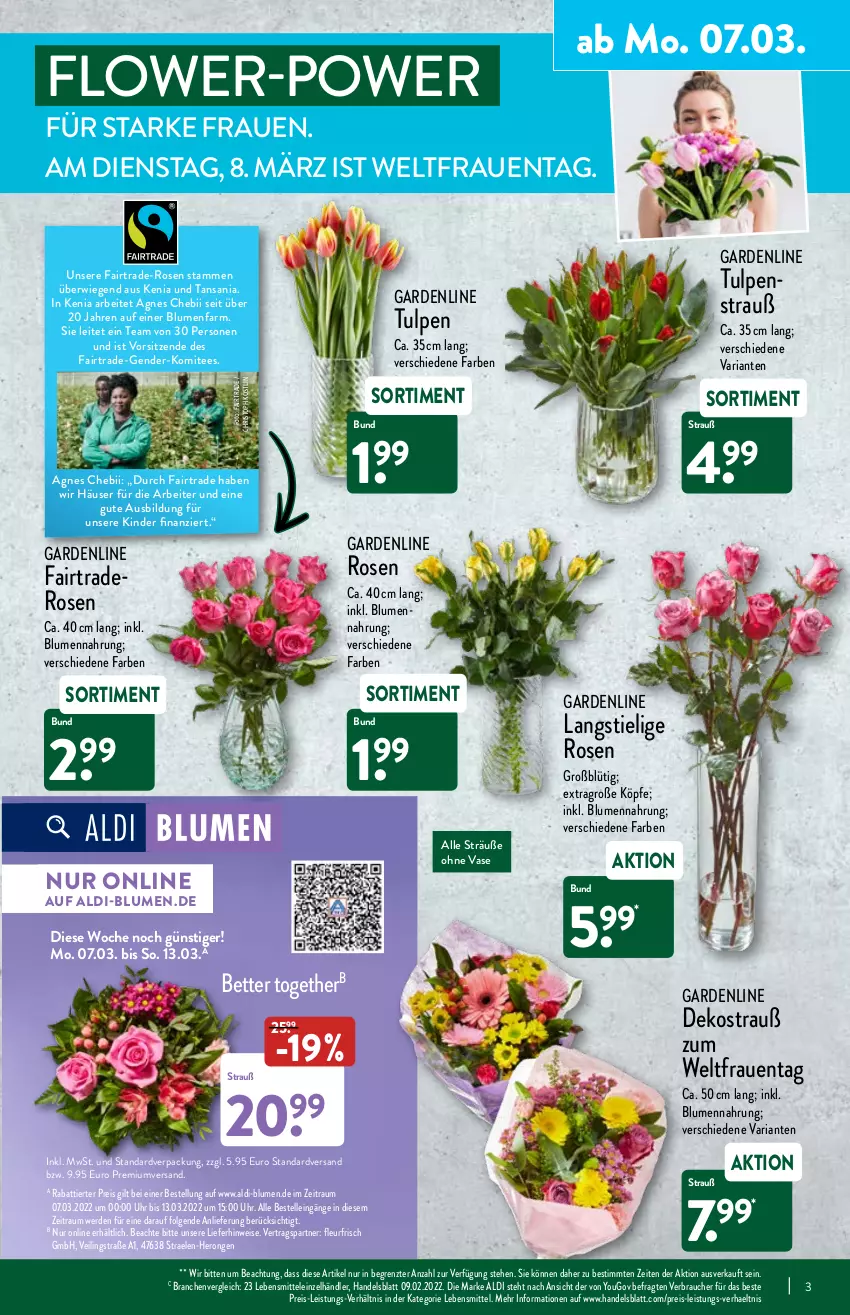 Aktueller Prospekt Aldi Nord - Aldi-Vorschau - von 07.03 bis 12.03.2022 - strona 3 - produkty: aldi, bett, blume, blumen, eis, elle, erde, hero, Kinder, lebensmittel, LG, Rauch, reis, Ria, rosen, tee, Ti, uhr, usb, Vase, Yo, ZTE