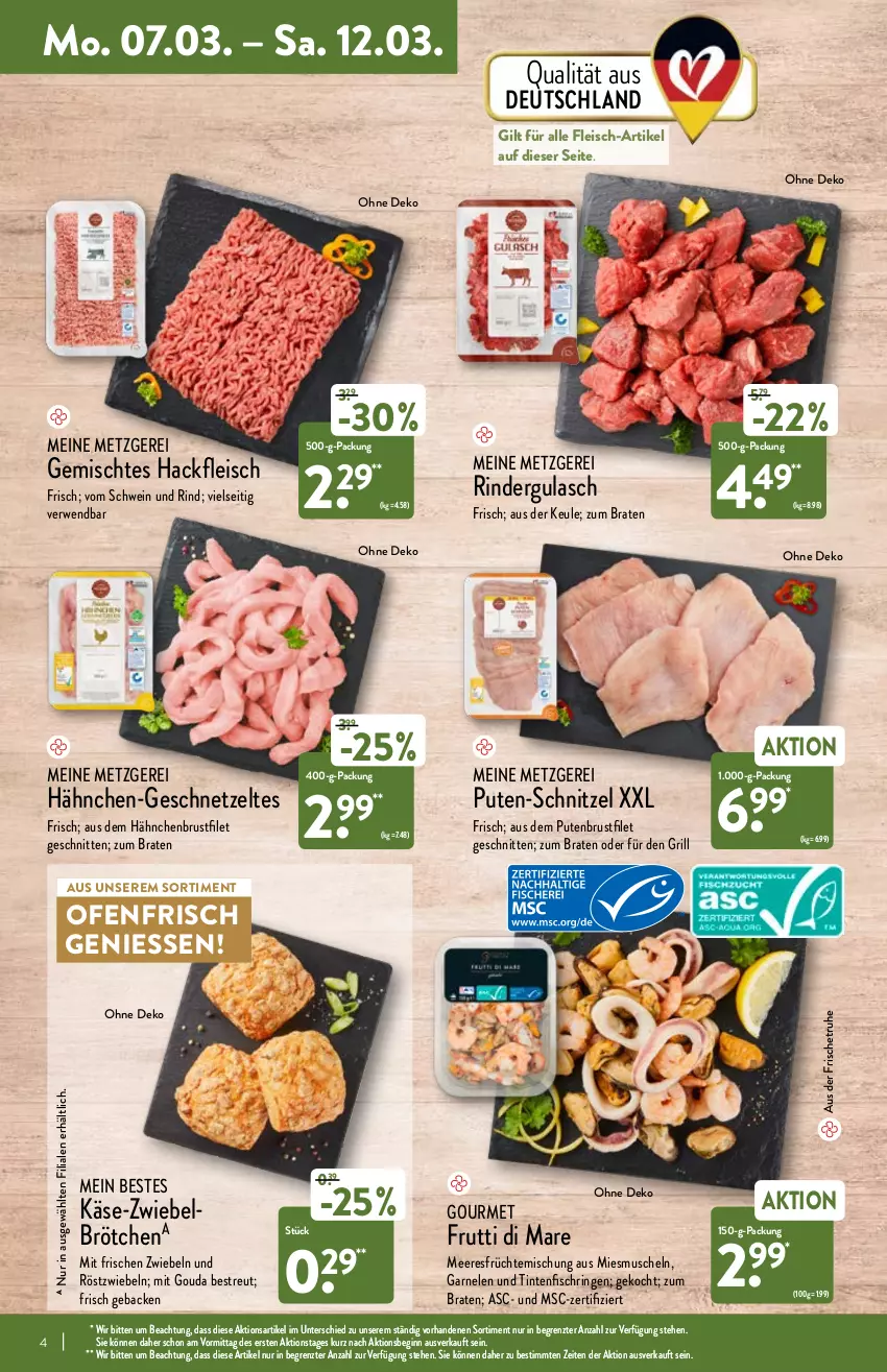 Aktueller Prospekt Aldi Nord - Aldi-Vorschau - von 07.03 bis 12.03.2022 - strona 4 - produkty: aldi, braten, brötchen, brustfilet, eis, filet, fisch, fleisch, früchte, frutti di mare, garnelen, geback, geschnetzeltes, gin, gouda, grill, gulasch, hackfleisch, hähnchenbrust, hähnchenbrustfilet, Käse, meeresfrüchte, mit gouda, Muscheln, Ofen, pute, putenbrust, putenbrustfilet, rezept, rezepte, rind, rinder, rindergulasch, ring, röstzwiebeln, rwe, schnitten, schnitzel, schwein, schwein und rind, Spezi, Ti, Tintenfischringe, vom schwein und rind, wein, Zelt, ZTE, zwiebel, zwiebeln