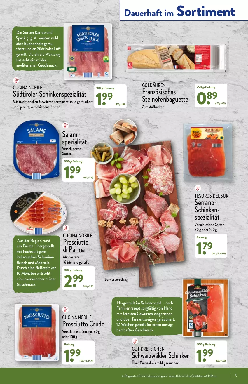 Aktueller Prospekt Aldi Nord - Aldi-Vorschau - von 07.03 bis 12.03.2022 - strona 5 - produkty: aldi, auer, baguette, buch, cin, eis, elle, erde, fleisch, gewürz, Holz, lebensmittel, mac, meersalz, nuss, Ofen, prosciutto, prosciutto crudo, Prosciutto di Parma, reis, rezept, salami, salz, schinken, schwarzwälder schinken, schwein, schweine, serrano, Speck, Spezi, steinofen, südtiroler, Ti, wein, weine