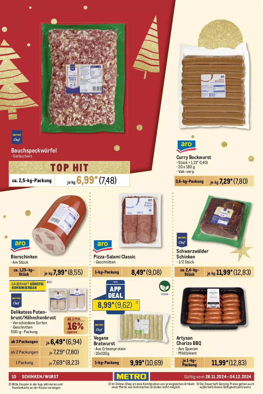 Aktueller Prospekt Metro - GastroJournal - von 22.11 bis 04.12.2024 - strona 10 - produkty: auer, Bau, bier, bierschinken, bockwurst, bratwurst, brot, chorizo, coupon, curry, edamer, eimer, eis, erbsen, frischkäse, frischkäsezubereitung, gouda, grana, grana padano, grünländer, hähnchenbrust, Käse, käsescheiben, Kugel, LG, mac, milch, milram, mozzarella, natur, nuss, padano, philadelphia, pizza, pute, putenbrust, Rana, reis, rel, salami, schafskäse, Schal, Schale, schinken, schnitten, schnittkäse, schnittkäsescheiben, schwarzwälder schinken, Speck, Ti, tisch, uhr, würfel, wurst