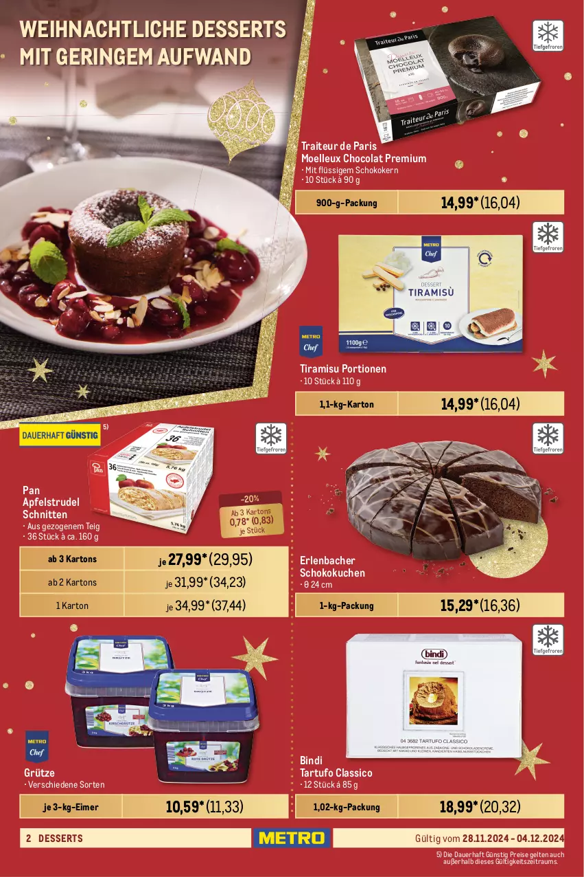 Aktueller Prospekt Metro - GastroJournal - von 22.11 bis 04.12.2024 - strona 2 - produkty: apfel, Apfelstrudel, auer, Bau, beere, beeren, beutel, classico, cola, creme, dessert, desserts, dessertsauce, eimer, eis, eiscreme, elle, flasche, frucht, grütze, haselnuss, himbeer, himbeere, himbeeren, küche, kuchen, Küchen, LG, natur, nuss, Nussmix, reis, ring, sahne, sauce, saucen, schnitten, schoko, schokolade, Strudel, Tartufo, Ti, tiramisu