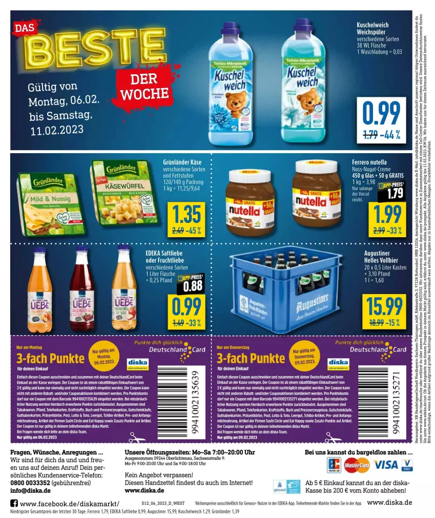 Aktueller Prospekt Diska - Prospekte - von 06.02 bis 11.02.2023 - strona 12 - produkty: aktionspreis, angebot, angebote, bier, buch, coupon, deka, eis, elle, ente, erde, ferrero, frucht, grünländer, guthabenkarte, gutschein, kraft, Kuschelweich, nuss, reis, ring, sac, saft, Tchibo, tee, telefon, Ti, uhr, weichspüler, ZTE