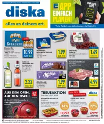 Gazetka promocyjna Diska - Prospekte - Gazetka - ważna od 11.02 do 11.02.2023 - strona 1 - produkty: aktionspreis, angebot, angebote, Becher, bier, butter, deka, dessert, desserts, dip, eis, flasche, kotelett, lion, mac, malz, milka, milka schokolade, nuss, Ofen, reis, salz, Schal, Schale, schoko, schokolade, schwein, Streichzart, Tapas, Ti, tisch, trauben, weihenstephan, wein, ZTE