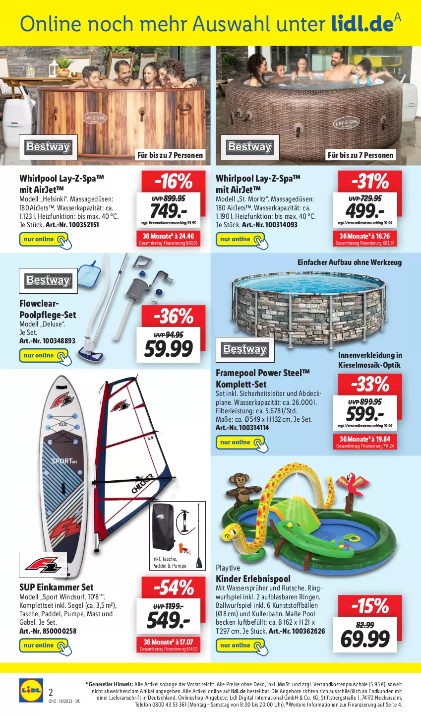 Aktueller Prospekt Lidl - Wochen-Highlights im Onlineshop - von 01.05 bis 07.05.2023 - strona 2 - produkty: abdeckplane, angebot, angebote, ball, Bau, dell, eis, elle, gabel, Kinder, kleid, Kleidung, Mode, ndk, pool, reis, rel, ring, Schal, Schale, Sport, Surf, Tasche, tee, telefon, Ti, uhr, wasser, werkzeug, Whirlpool