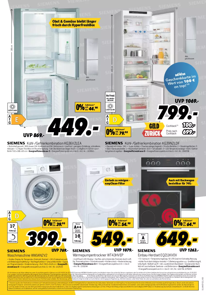 Aktueller Prospekt Medimax - MEDIMAX Prospekt KW27 2022 - von 01.07 bis 07.07.2022 - strona 3 - produkty: ACC, Adidas, Bank, Bau, Behälter, einbau-herdset, eis, elle, erde, flasche, garraum, gefrierkombination, gefu, glaskeramik, glaskeramik-kochfeld, grill, herdset, keramik-kochfeld, Kinder, kochfeld, led-licht, LG, Liege, mastercard, obst, reis, ring, rum, rwe, Schal, schubladen, siemens, Signal, Spektrum, Ti, Trockner, trommel, wärmepumpentrockner, waschmaschine