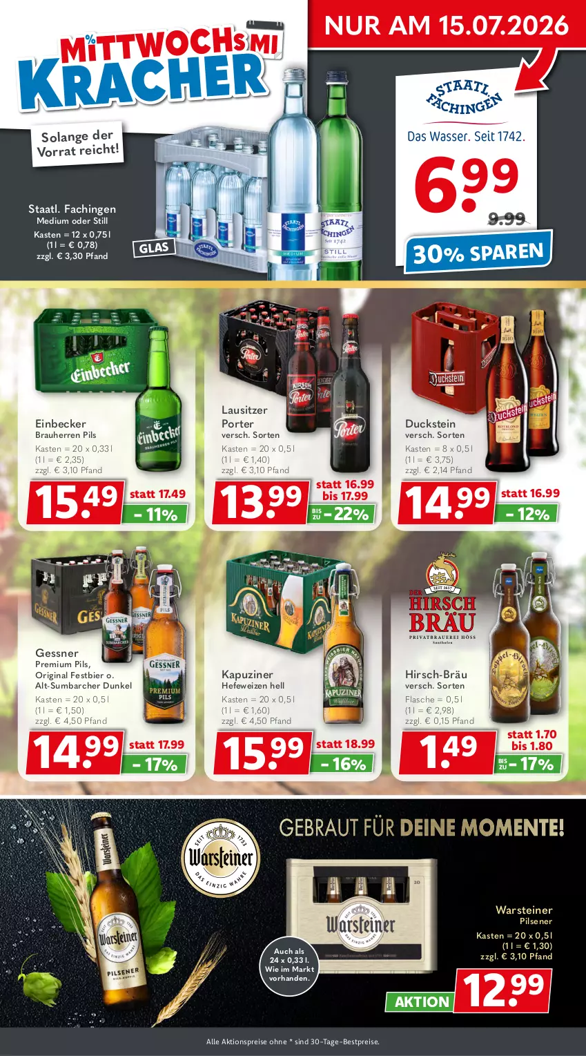 Aktueller Prospekt Getraenkeland - von 06.07 bis 18.07.2026 - strona 3 - produkty: aktionspreis, bestpreis, bestpreise, bier, Duck, eis, flasche, Gessner, gin, Hefe, hefeweizen, pils, pilsener, premium pils, reis, Staatl. Fachingen, steiner, Ti, warsteiner