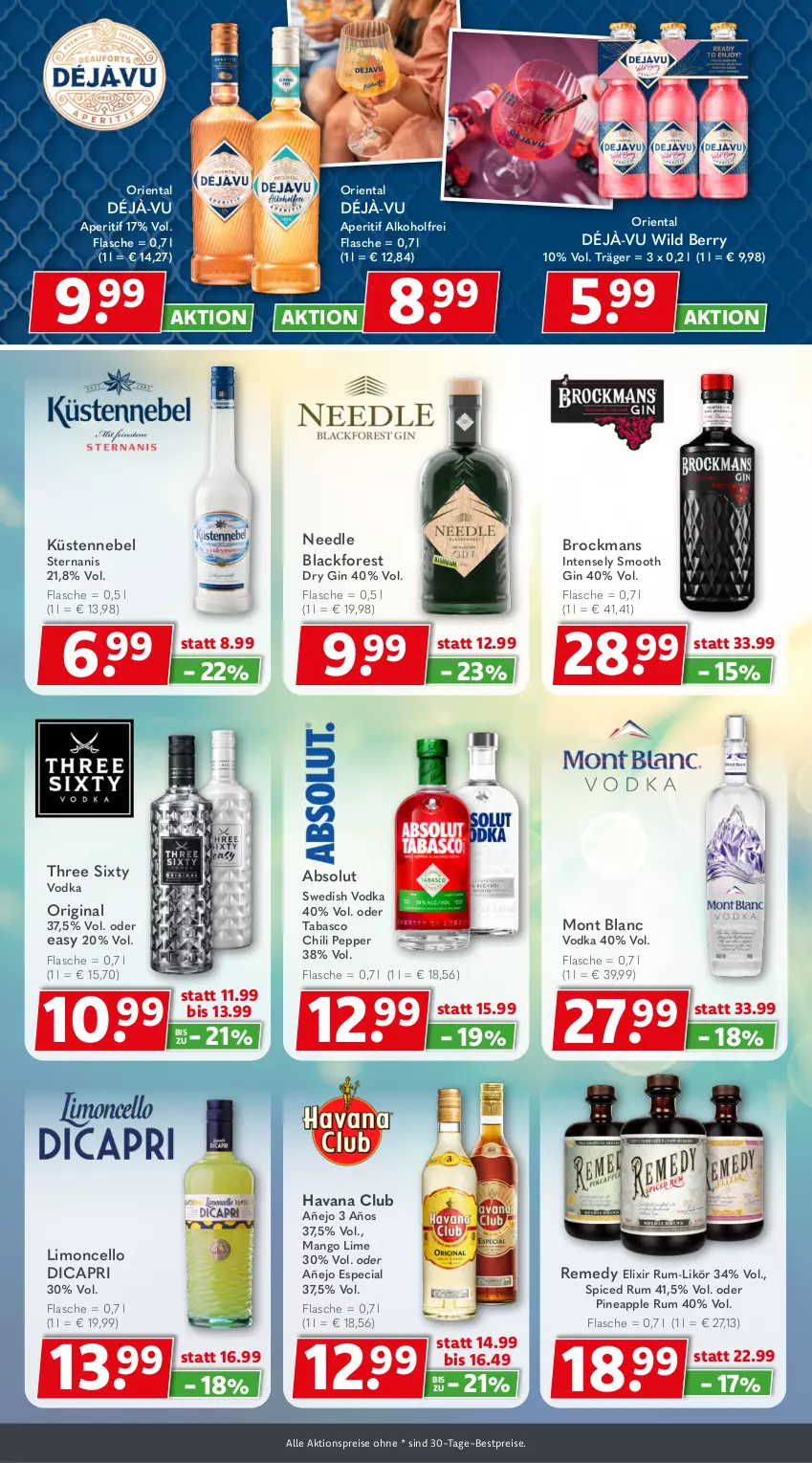 Aktueller Prospekt Getraenkeland - von 06.07 bis 18.07.2026 - strona 7 - produkty: Absolut Vodka, aktionspreis, alkohol, aperitif, Apple, bestpreis, bestpreise, Brock, Cap, chili, dry gin, eis, flasche, gin, Havana Club, lack, likör, limo, mango, reis, rum, tabasco, Three Sixty, Ti, vodka, Wild, wild berry