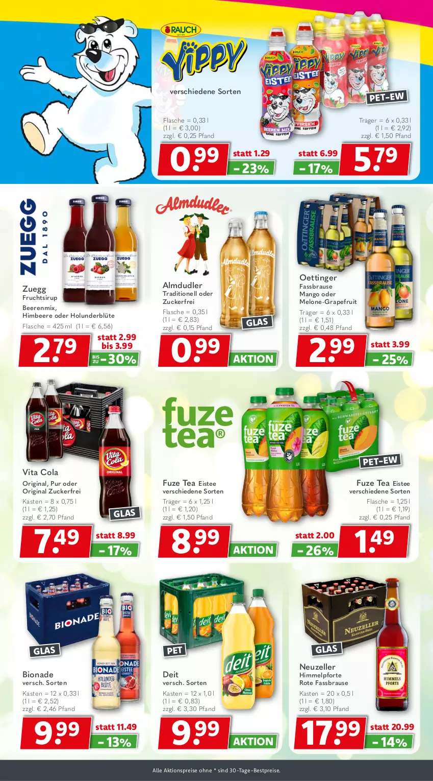 Aktueller Prospekt Getraenkeland - von 06.07 bis 18.07.2026 - strona 9 - produkty: aktionspreis, almdudler, beere, beeren, bestpreis, bestpreise, bio, bionade, Blüte, brause, cola, deit, eis, eistee, elle, fassbrause, flasche, frucht, fuze tea, gin, grapefruit, himbeer, himbeere, holunder, holunderblüte, mango, melone, oettinger, reis, sirup, tee, Ti, vita, Vita C, zucker, zuegg