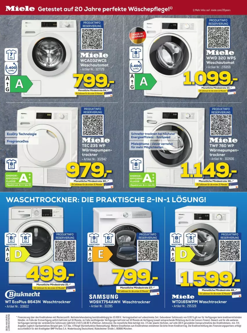 Aktueller Prospekt Euronics - Prospekte - von 08.07 bis 13.07.2024 - strona 12 - produkty: auto, consors finanz, eimer, eis, elle, LG, mac, mastercard, miele, Samsung, spee, Ti, Trockner, waschtrockner