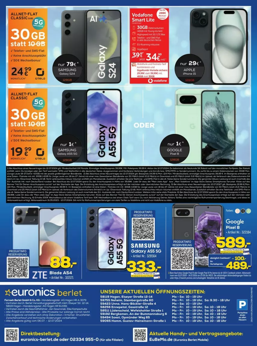 Aktueller Prospekt Euronics - Prospekte - von 08.07 bis 13.07.2024 - strona 21 - produkty: Apple, Samsung, samsung galaxy, Samsung Galaxy A, vodafone