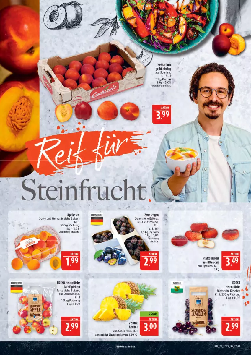 Aktueller Prospekt Marktkauf - Prospekt - von 13.07 bis 19.07.2025 - strona 12 - produkty: ananas, apfel, aprikose, aprikosen, deka, eis, fleisch, kirsch, kirsche, kirschen, korb, Nektar, nektarinen, pfirsich, pfirsiche, plattpfirsiche, reis, sac, tafeläpfel, Ti