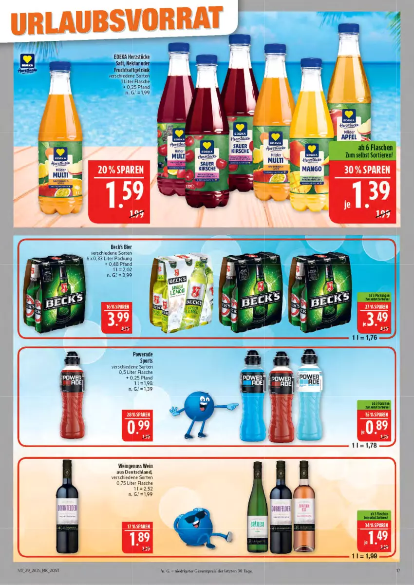 Aktueller Prospekt Marktkauf - Prospekt - von 13.07 bis 19.07.2025 - strona 17 - produkty: apfel, bier, deka, eis, flasche, frucht, getränk, Nektar, nuss, reis, Ria, Sport, Ti, Tiere, wein, ZTE