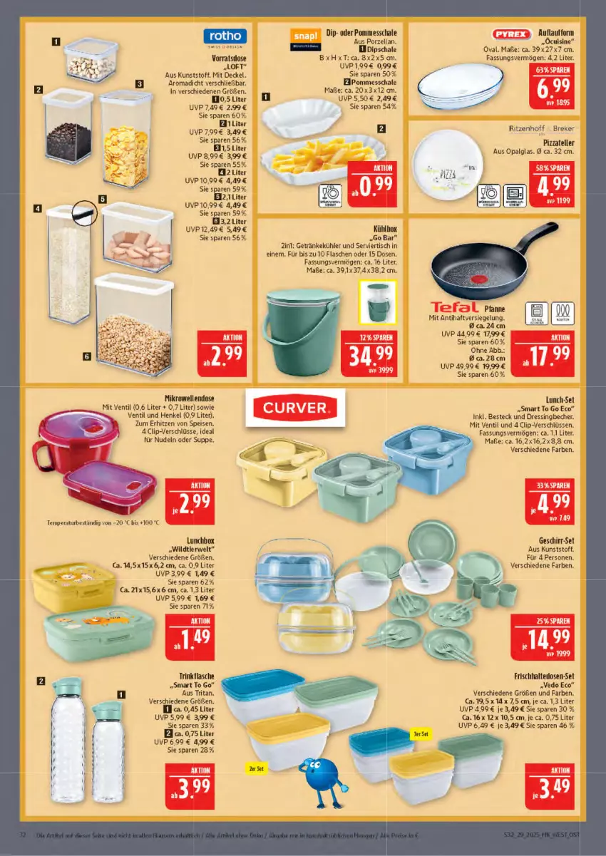 Aktueller Prospekt Marktkauf - Prospekt - von 13.07 bis 19.07.2025 - strona 32 - produkty: Becher, besteck, dip, dressing, eis, elle, flasche, frischhaltedosen, geschirr, Geschirr-Set, getränk, getränke, henkel, LG, lunchbox, mikrowelle, nudel, nudeln, pizza, pommes, rwe, Schal, Schale, suppe, teller, Ti, tisch, trinkflasche, Wild