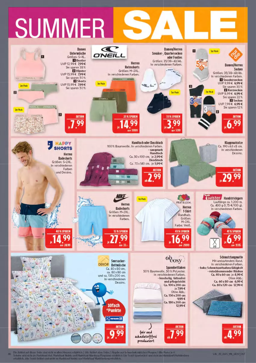 Aktueller Prospekt Marktkauf - Prospekt - von 13.07 bis 19.07.2025 - strona 40 - produkty: Bad, badeshorts, Bau, baumwolle, bett, bettwäsche, duschtuch, handtuch, herren badeshort, Laufen, matratze, retroshorts, schmutzfangmatte, seersucker, shirt, shorts, sneaker, sneakersocken, socken, Stier, T-Shirt, Ti, tuc, Unterwäsche, wolle
