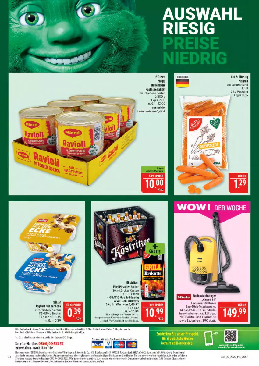 Aktueller Prospekt Marktkauf - Prospekt - von 13.07 bis 19.07.2025 - strona 44 - produkty: Astra, Becher, beutel, bodenstaubsauger, briketts, deka, eis, ente, grill, joghur, joghurt, joghurt mit der ecke, köstritzer, limette, Mett, möhren, Müller, pasta, pils, Pinsel, radler, reis, ring, sac, Spezi, staubsauger, tee, Teleskop, Ti, ZTE