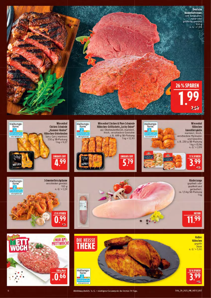 Aktueller Prospekt Marktkauf - Prospekt - von 13.07 bis 19.07.2025 - strona 6 - produkty: curry, dip, eis, fleisch, gewürz, grill, grillfackeln, Hähnchen-Unterkeulen, HP, marinade, pfanne, rind, rinder, Rinderzunge, schwein, schweine, schweinefleisch, Ti, wein, weine, wiesenhof