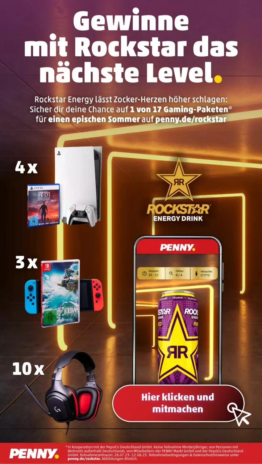 Aktueller Prospekt Penny - Prospekte - von 07.08 bis 12.08.2023 - strona 14 - produkty: drink, eis, energy drink, mac, pepsi, Rockstar, Ti