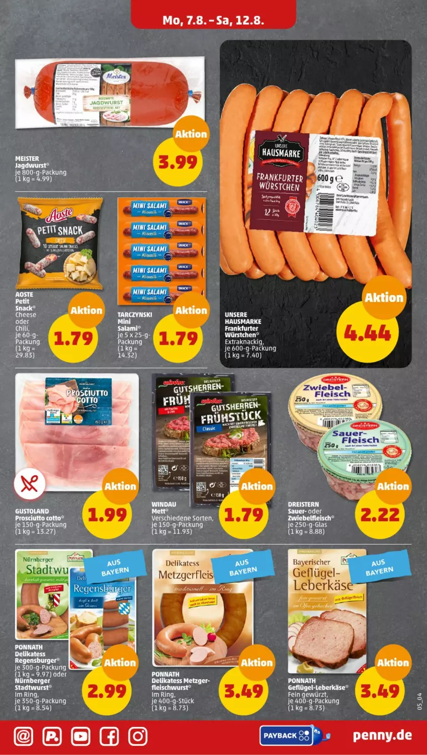 Aktueller Prospekt Penny - Prospekte - von 07.08 bis 12.08.2023 - strona 5 - produkty: eis, fleisch, fleischwurst, frankfurter, Geflügel, hausmarke, Intel, Käse, leberkäs, leberkäse, ring, salami, snack, tee, Ti, wurst, würstchen, zwiebel