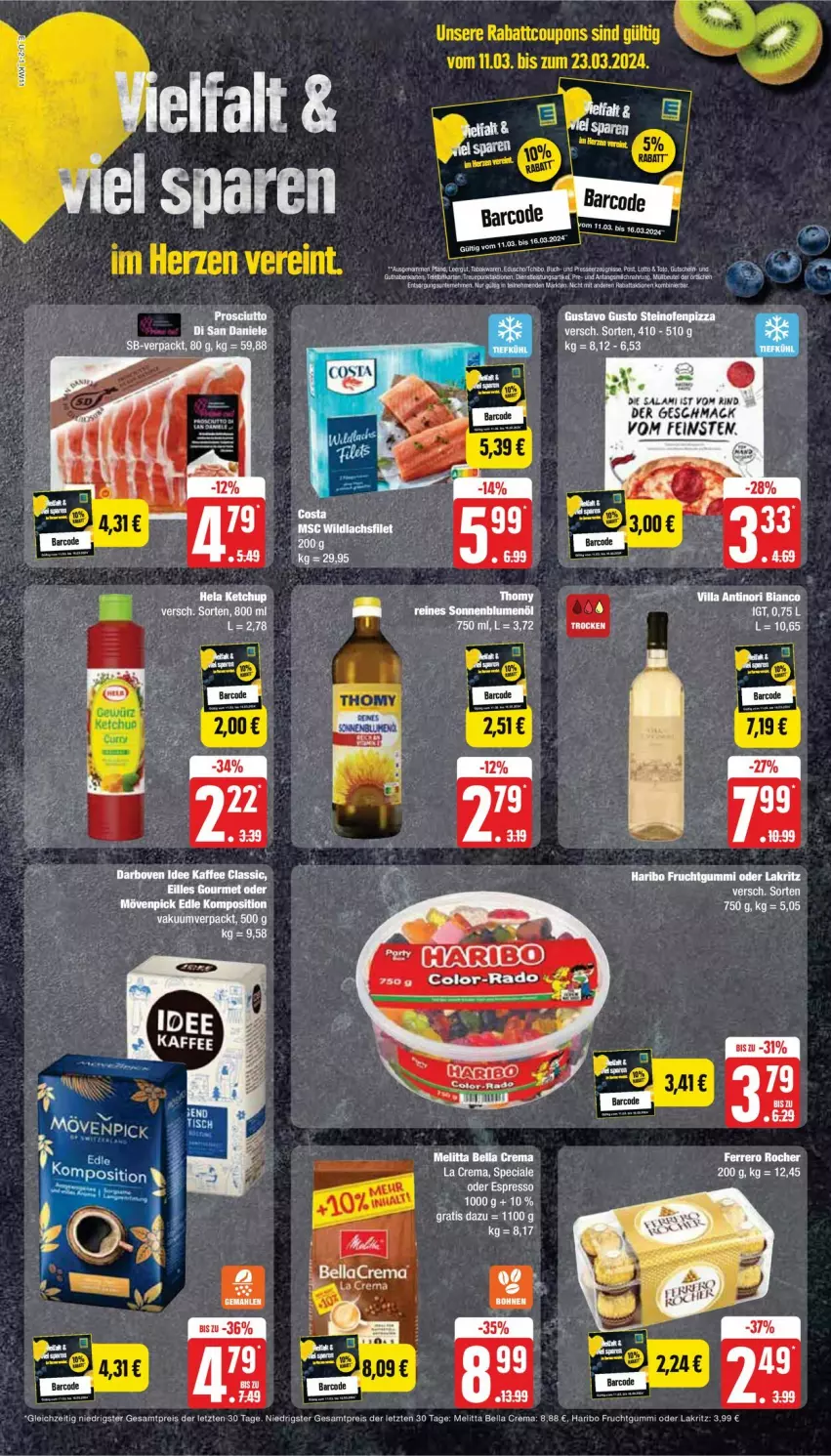 Aktueller Prospekt Edeka - Prospekte - von 11.03 bis 16.03.2024 - strona 2 - produkty: bella crema, coupon, coupons, eis, espresso, ferrero, Ferrero Rocher, frucht, fruchtgummi, haribo, Lakritz, mac, melitta, oder espresso, oder lakritz, reis, Ti, ZTE