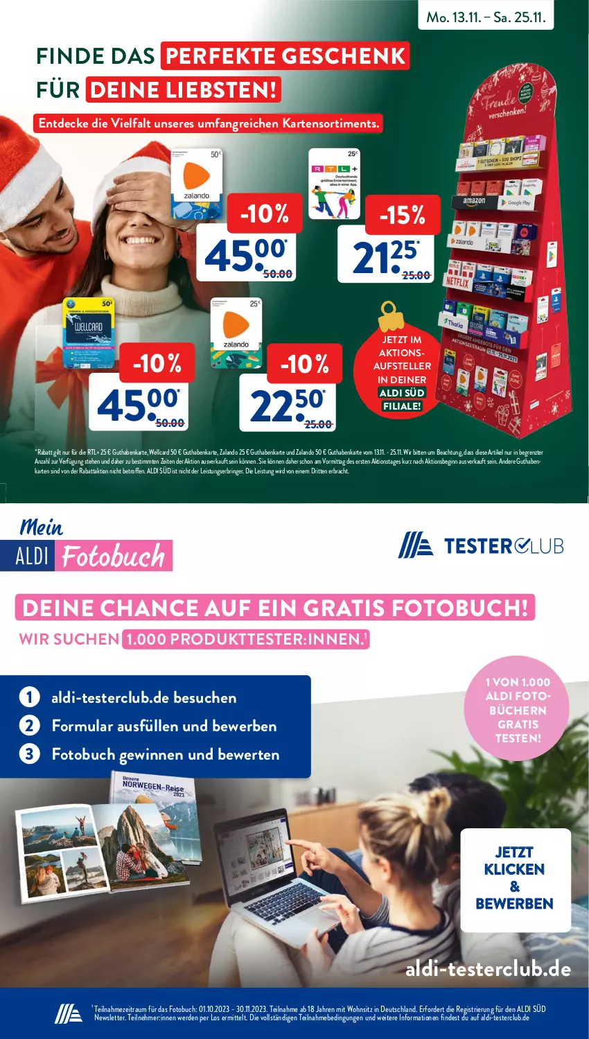 Aktueller Prospekt AldiSud - NÄCHSTE WOCHE - von 13.11 bis 18.11.2023 - strona 21 - produkty: aldi, buch, decke, eis, elle, erde, Fotobuch, gin, guthabenkarte, ring, teller, Ti, ZTE