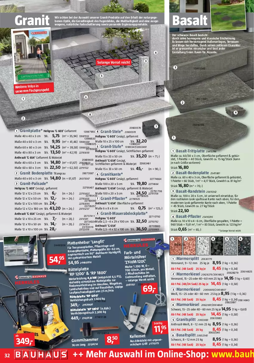 Aktueller Prospekt Bauhaus - Prospekte - von 02.04 bis 30.04.2022 - strona 32 - produkty: auer, aust, Bau, Bodenplatte, bürste, edelstahl, eis, elle, ente, HP, lamm, latte, LG, Mode, natur, Palette, pflaster, rasen, ring, rum, sac, tee, terrassenplatte, Ti