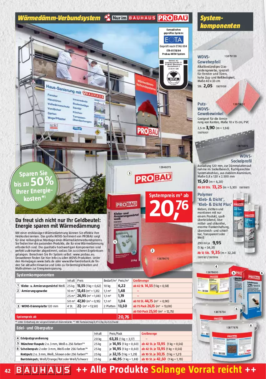 Aktueller Prospekt Bauhaus - Prospekte - von 02.04 bis 30.04.2022 - strona 42 - produkty: Bank, Bau, beutel, Buntsteinputz, eis, Elan, elle, ente, erde, fenster, Fenster und Türen, latte, mab, Omep, orange, Rauputz, reis, roba, sac, Scheibenputz, Soda, Spezi, Ti, Tiere