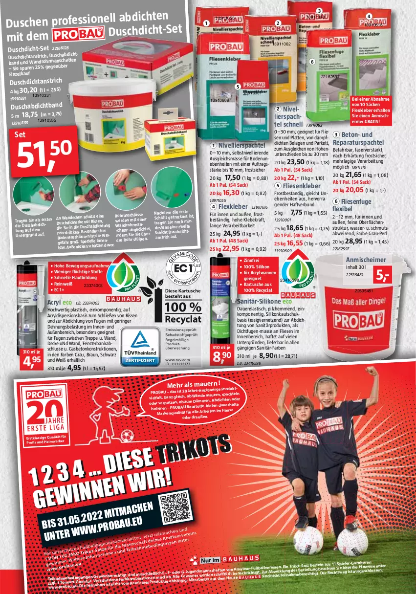 Aktueller Prospekt Bauhaus - Prospekte - von 02.04 bis 30.04.2022 - strona 43 - produkty: asti, auer, ball, Bank, Bau, braun, decke, dusche, eimer, eis, elle, erde, essig, fenster, fensterbank, Fußball, garnitur, kleber, kraft, latte, mac, rel, ring, roba, sac, Schütze, senf, spachtel, Spezi, Spiele, tee, Ti, tisch, Trikot, Wanne, wasser