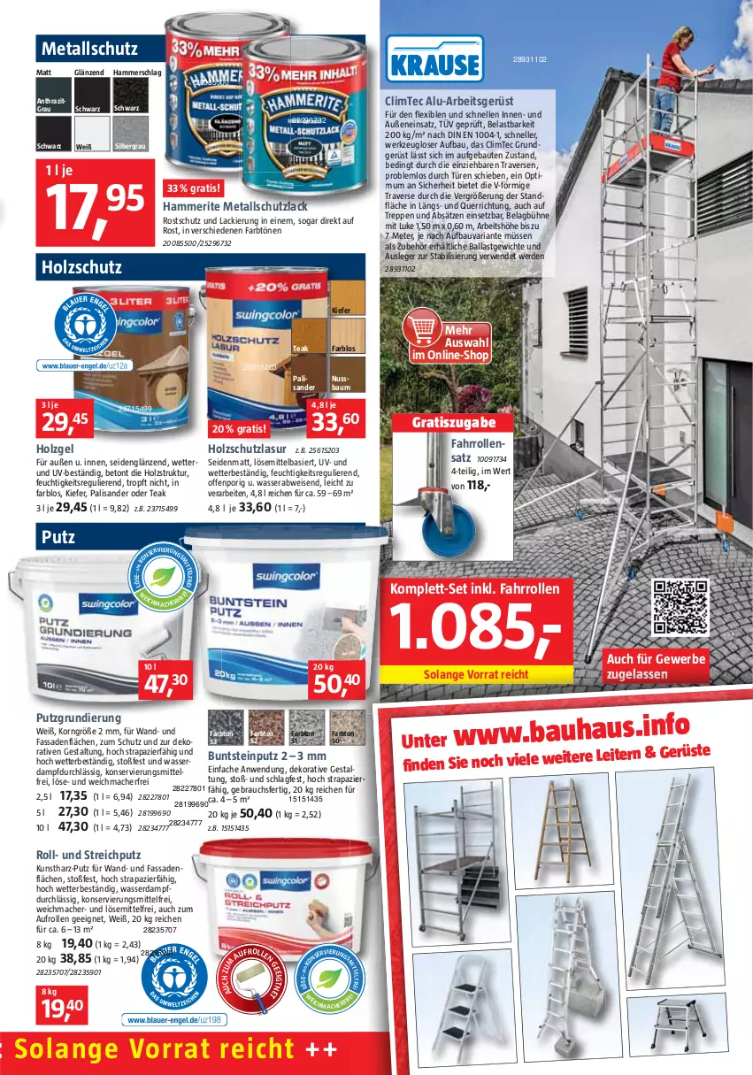 Aktueller Prospekt Bauhaus - Prospekte - von 02.04 bis 30.04.2022 - strona 47 - produkty: ball, Bau, Buntsteinputz, eis, elle, erde, Holz, holzschutz, HP, korn, Kunstharz, lack, mac, Metallschutzlack, nuss, Rauch, Ria, rwe, Streichputz, Ti, wasser, werkzeug