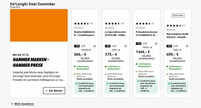 Aktueller Prospekt Saturn - Prospekte - von 15.12 bis 24.12.2025 - strona 3 - produkty: angebot, angebote, decke, delonghi, eis, kaffee, kaffeegenuss, ndk, nuss, reis, Spezi, Ti, versandkostenfrei, weihnachten