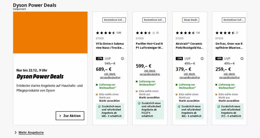 Aktueller Prospekt Saturn - Prospekte - von 15.12 bis 24.12.2025 - strona 4 - produkty: angebot, angebote, decke, Dyson, erde, Luftreiniger, ndk, reiniger, Ti, uhr, versandkostenfrei, weihnachten