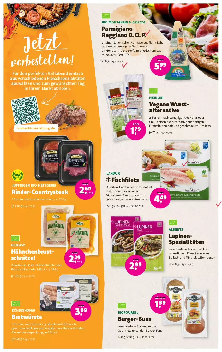 Aktueller Prospekt Denns Biomarkt - Prospekte - von 02.08 bis 15.08.2023 - strona 6 - produkty: ball, bio, brot, burger, chili, eis, elle, filet, filets, fisch, fische, fleisch, gewürz, gin, grill, hähnchenbrust, hartkäse, italienischer hartkäse, joghur, joghurt, Käse, knoblauch, landjäger, mac, marinade, milch, montana, natur, paprika, parmigiano, parmigiano reggiano, reggiano, Ria, rind, rinder, schnitzel, scholl, schwein, Spezi, steak, Ti, tisch, wein, wurst