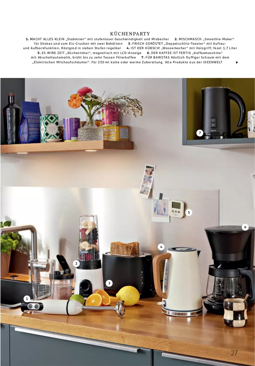 Aktueller Prospekt Rossmann - Prospekte - von 05.05 bis 01.06.2025 - strona 27 - produkty: auto, Becher, Behälter, eis, filterkaffee, Holz, kaffee, kaffeemaschine, Kocher, küche, Küchen, Küchentimer, mac, milch, milchaufschäumer, Mixer, Schal, shake, smoothie, stabmixer, tasse, Ti, timer, tisch, toast, toaster, wasser, wasserkocher