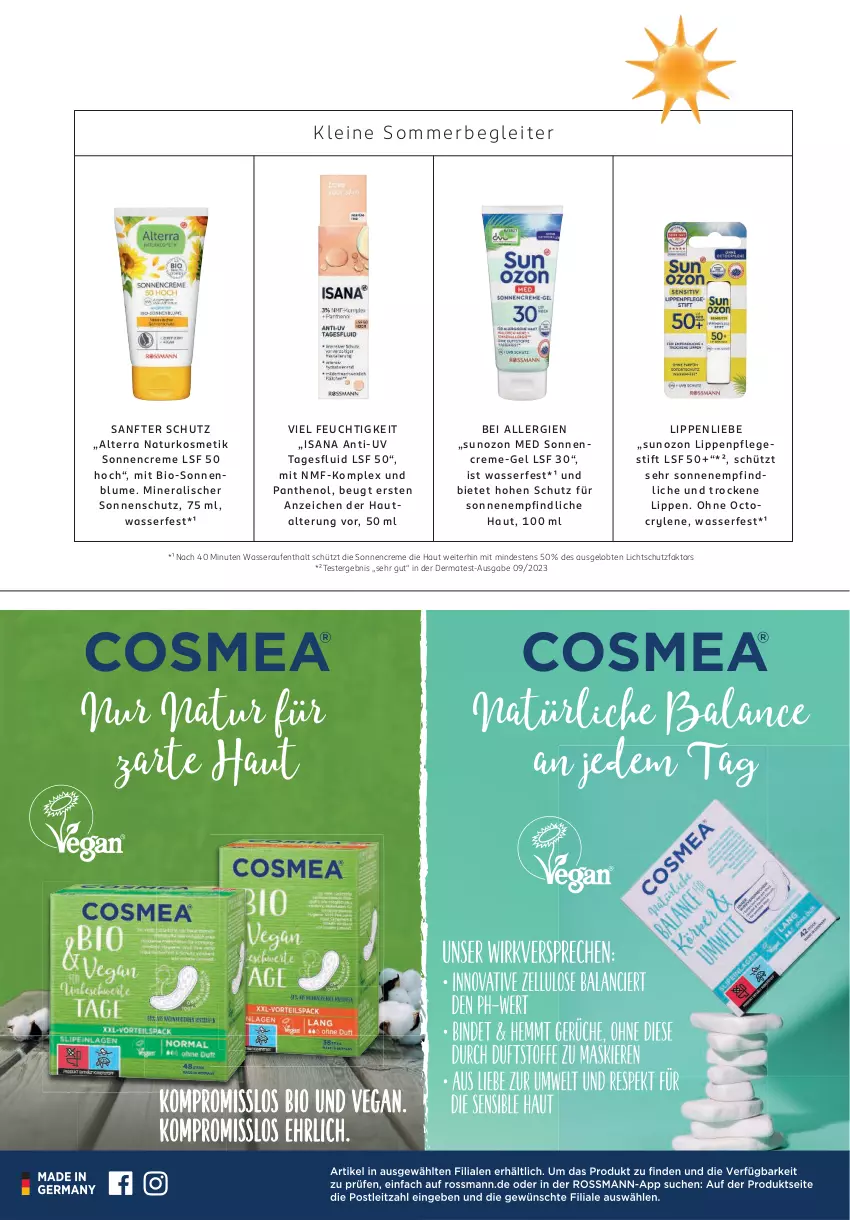 Aktueller Prospekt Rossmann - Prospekte - von 05.05 bis 01.06.2025 - strona 41 - produkty: alterra, bio, blume, creme, isana, kosmetik, Lippenpflege, natur, naturkosmetik, Panthenol, sana, sonnenblume, sonnencreme, sonnenschutz, Ti, wasser
