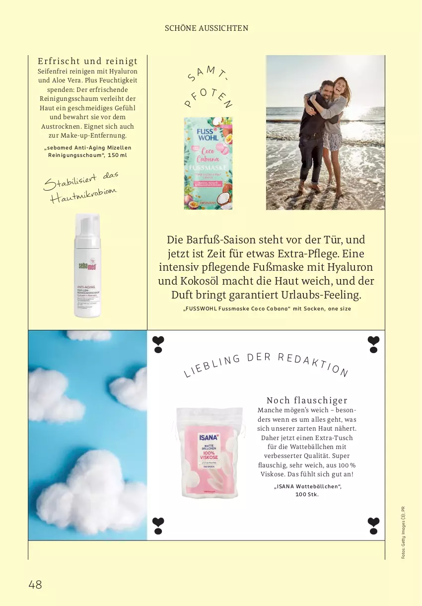 Aktueller Prospekt Rossmann - Prospekte - von 05.05 bis 01.06.2025 - strona 48 - produkty: aloe vera, aust, bio, elle, Fusswohl, gin, hyaluron, isana, kokos, kokosöl, mac, Make-up, Maske, mizellen, Reinigung, Reinigungsschaum, ring, sana, sebamed, Seife, socken, Ti