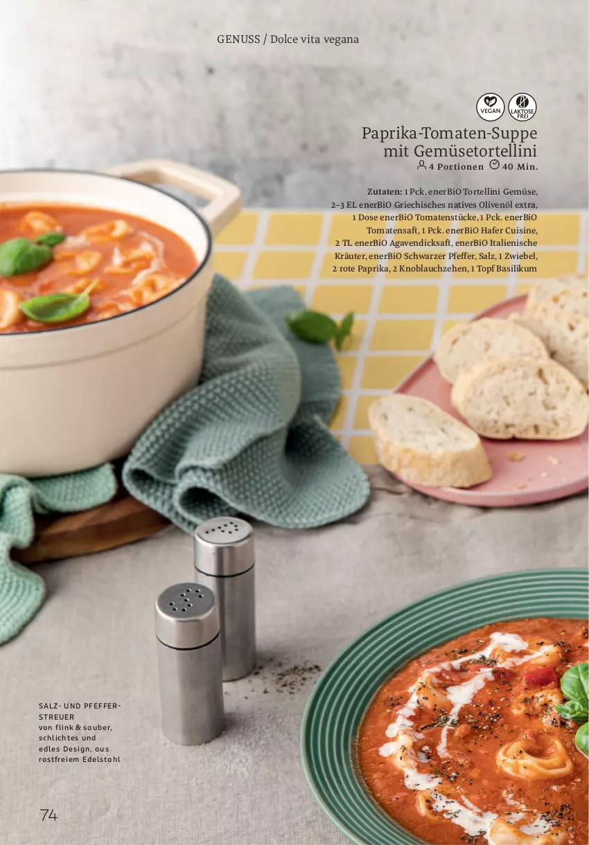 Aktueller Prospekt Rossmann - Prospekte - von 05.05 bis 01.06.2025 - strona 74 - produkty: agaven, basilikum, bio, dicksaft, edelstahl, hafer, knoblauch, kräuter, mit gemüse, natives olivenöl, nuss, olive, oliven, olivenöl, olivenöl extra, paprika, pfeffer, Pfefferstreuer, saft, salz, suppe, Ti, tomate, tomaten, Tomatensaft, Tomatenstücke, topf, torte, tortellini, vita, zwiebel