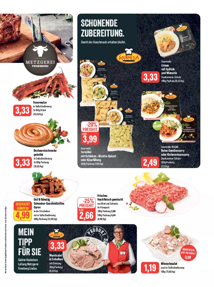 Aktueller Prospekt Feneberg - Prospekte - von 06.07 bis 08.07.2023 - strona 3 - produkty: bratwurst, curry, discount, dressing, eis, erbsen, fleisch, garnier, geschnetzeltes, gyros, hackfleisch, hackfleisch gemischt, Käse, kichererbsen, linsen, mac, reis, ricotta, rind, salat, Schal, Schale, schinken, schwein, schweine, spinat, Ti, torte, tortellini, wein, weine, wiener, wurst, Zelt